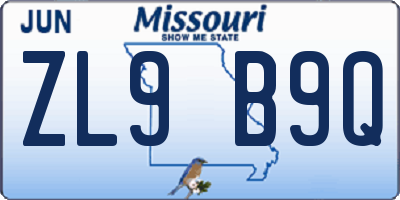 MO license plate ZL9B9Q