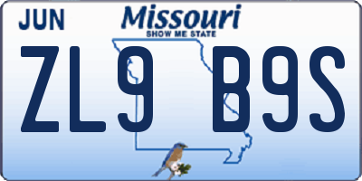 MO license plate ZL9B9S