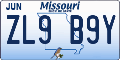 MO license plate ZL9B9Y