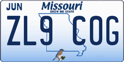 MO license plate ZL9C0G