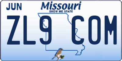 MO license plate ZL9C0M