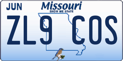 MO license plate ZL9C0S