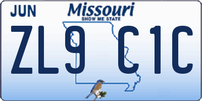 MO license plate ZL9C1C