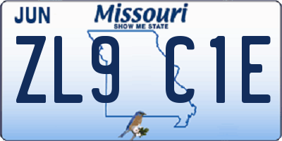 MO license plate ZL9C1E