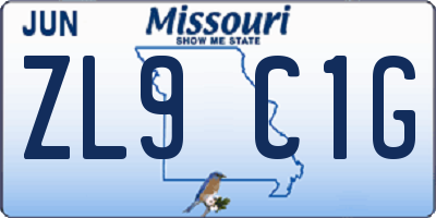 MO license plate ZL9C1G