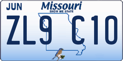 MO license plate ZL9C1O