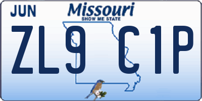 MO license plate ZL9C1P