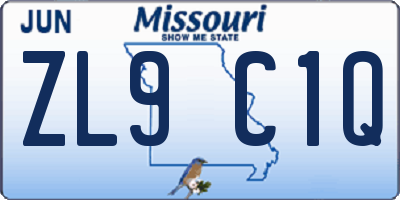MO license plate ZL9C1Q