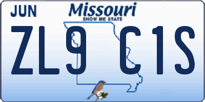 MO license plate ZL9C1S