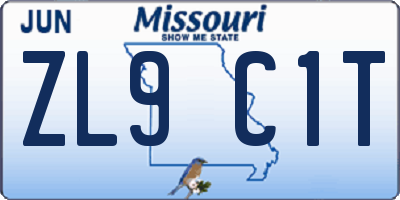MO license plate ZL9C1T