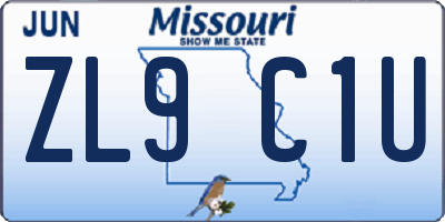 MO license plate ZL9C1U