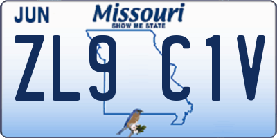 MO license plate ZL9C1V