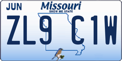 MO license plate ZL9C1W