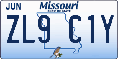 MO license plate ZL9C1Y
