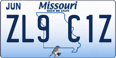 MO license plate ZL9C1Z
