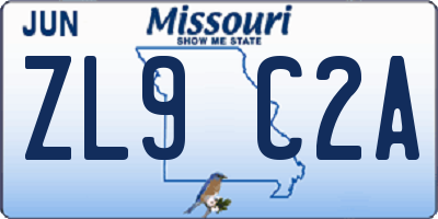 MO license plate ZL9C2A