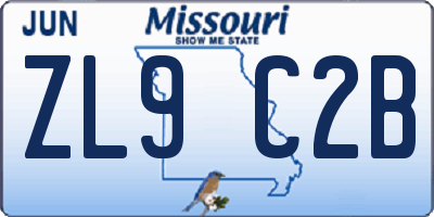 MO license plate ZL9C2B