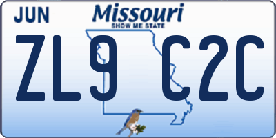 MO license plate ZL9C2C