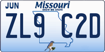 MO license plate ZL9C2D