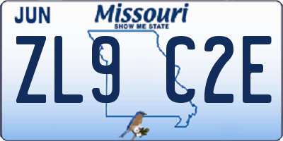 MO license plate ZL9C2E