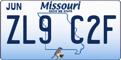 MO license plate ZL9C2F