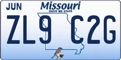 MO license plate ZL9C2G