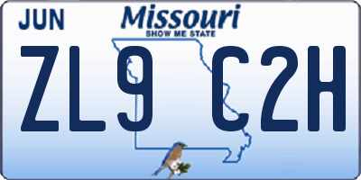 MO license plate ZL9C2H