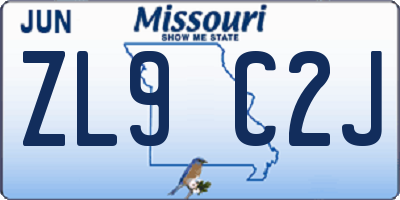 MO license plate ZL9C2J