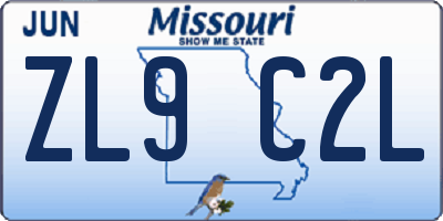 MO license plate ZL9C2L