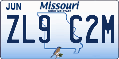 MO license plate ZL9C2M