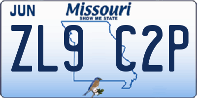 MO license plate ZL9C2P