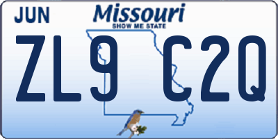 MO license plate ZL9C2Q
