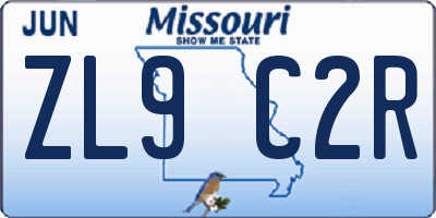 MO license plate ZL9C2R