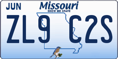 MO license plate ZL9C2S