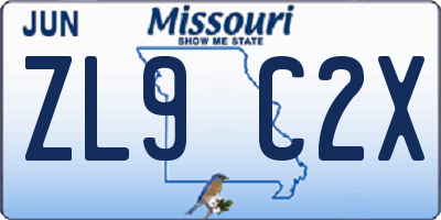 MO license plate ZL9C2X