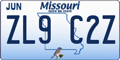 MO license plate ZL9C2Z