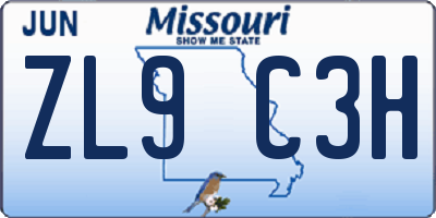 MO license plate ZL9C3H