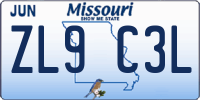MO license plate ZL9C3L
