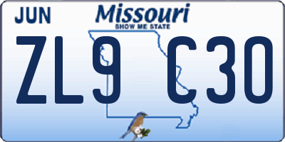 MO license plate ZL9C3O