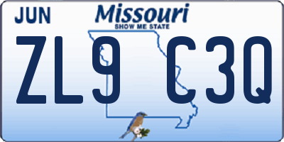 MO license plate ZL9C3Q