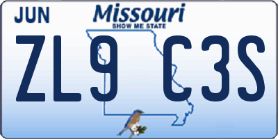 MO license plate ZL9C3S