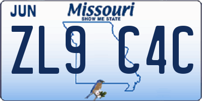 MO license plate ZL9C4C