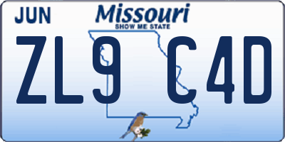 MO license plate ZL9C4D