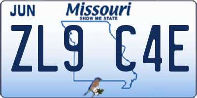 MO license plate ZL9C4E
