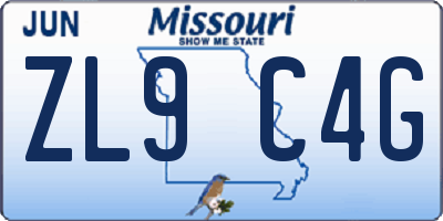 MO license plate ZL9C4G