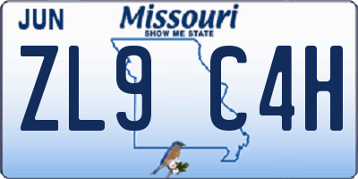 MO license plate ZL9C4H