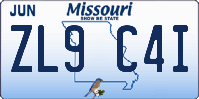 MO license plate ZL9C4I
