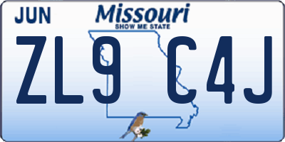 MO license plate ZL9C4J