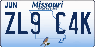 MO license plate ZL9C4K