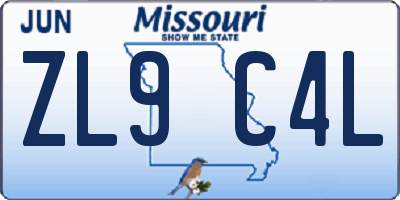 MO license plate ZL9C4L
